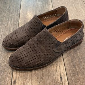 Trask Ali perforated loafers gray suede